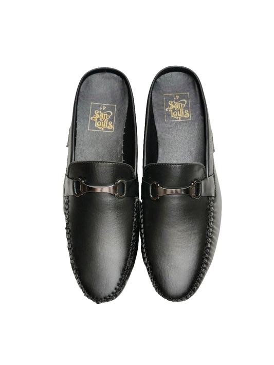 Black Leather Cut Loafers