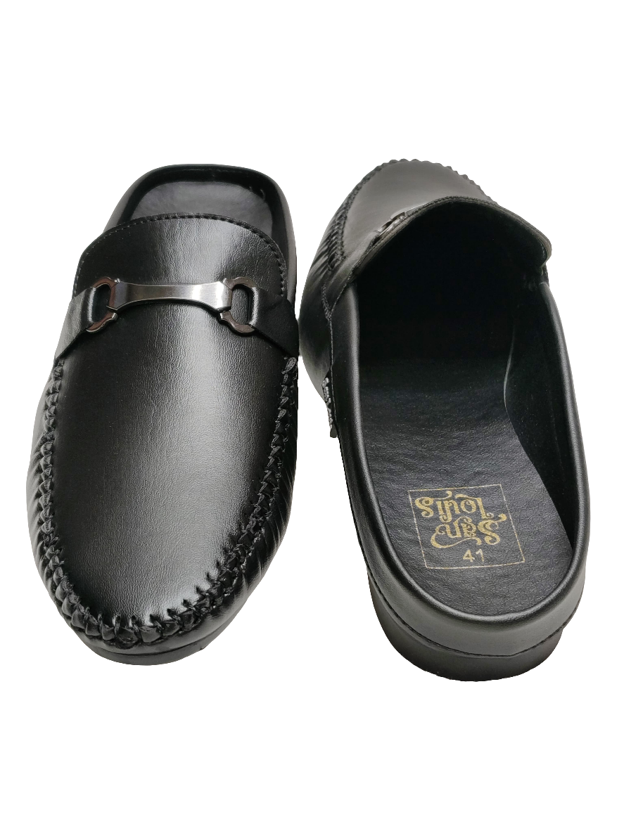 Black Leather Cut Loafers