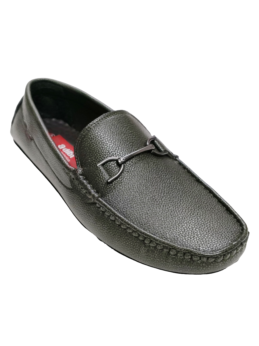 Olive Leather Loafers