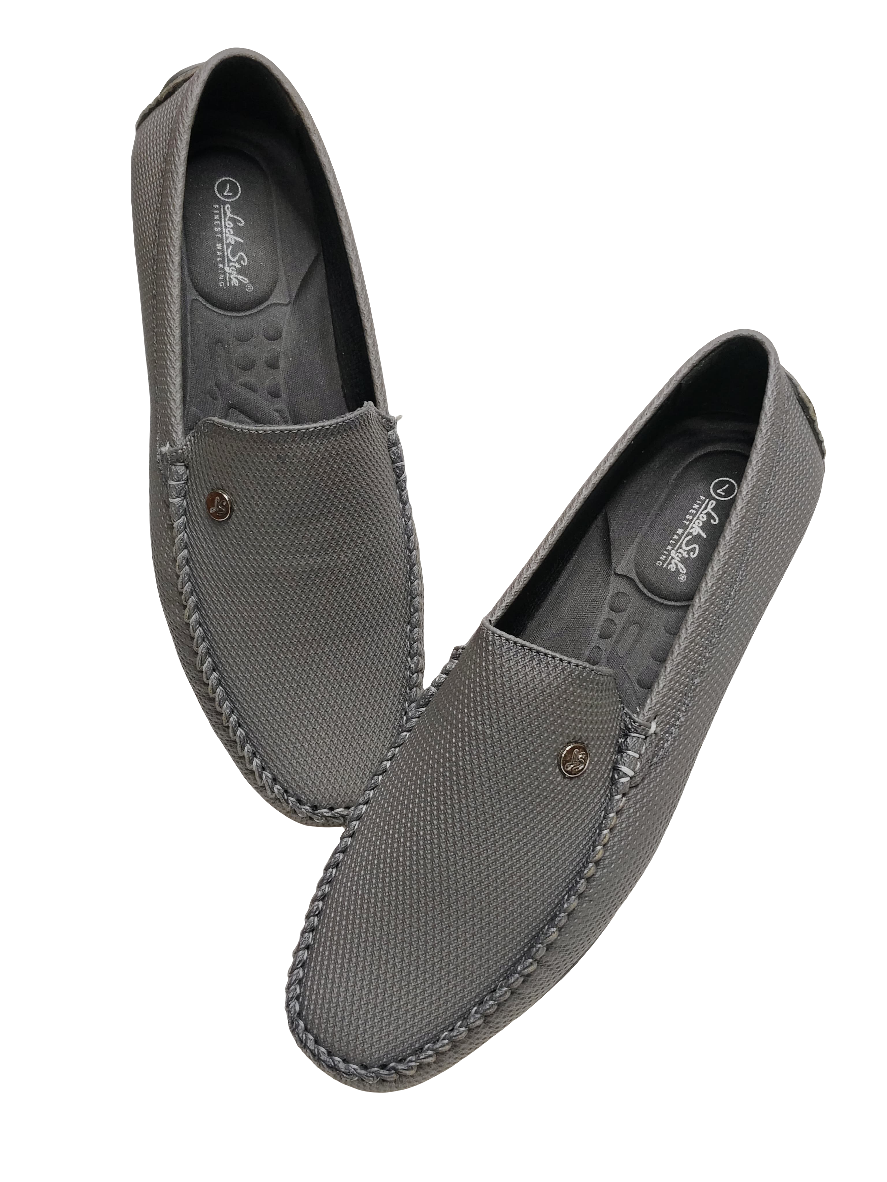 Grey Leather Loafers