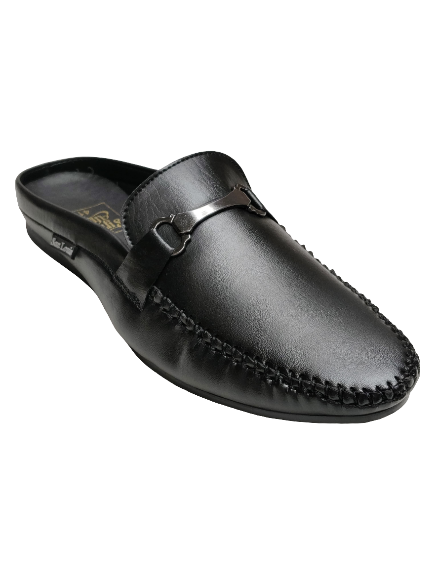 Black Leather Cut Loafers