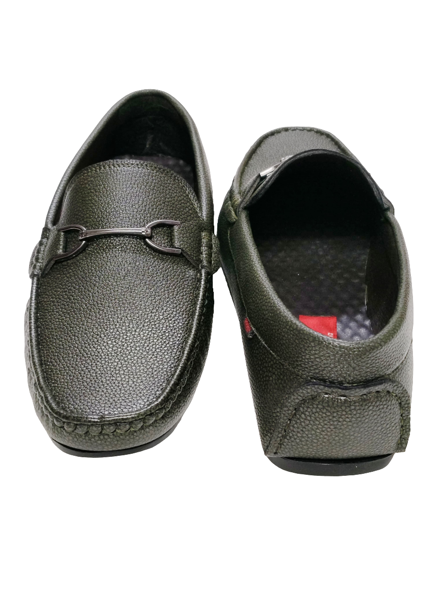 Olive Leather Loafers