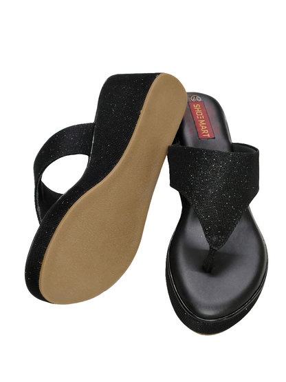 Women Shiny Black Slip Ons