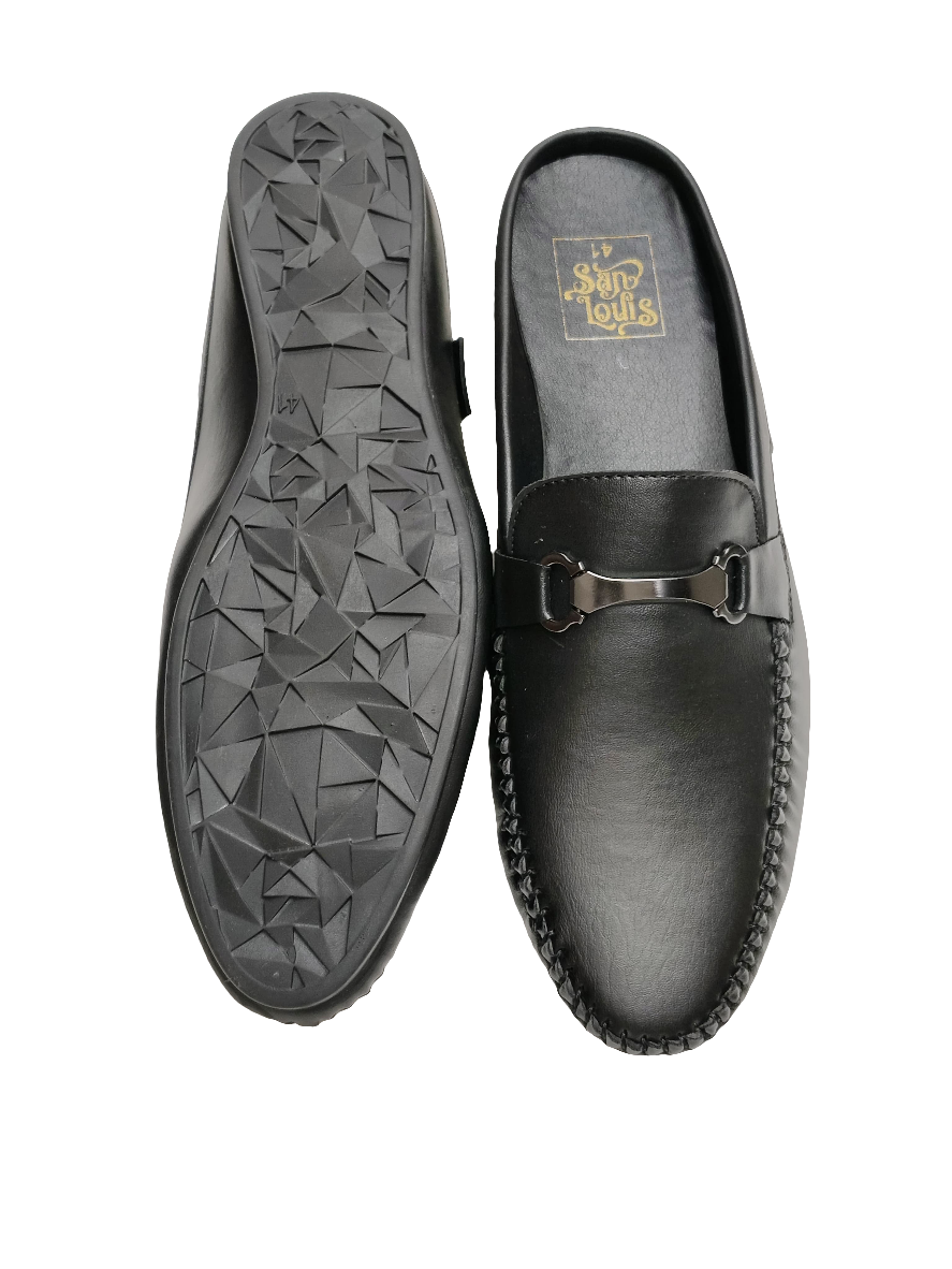 Black Leather Cut Loafers