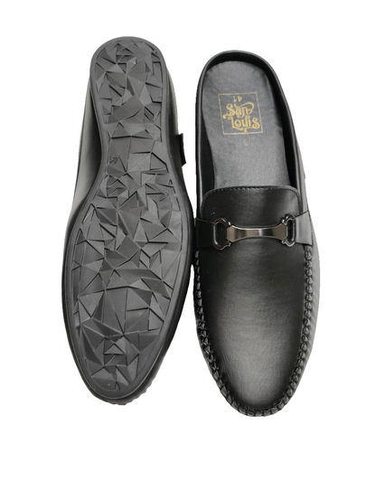 Black Leather Cut Loafers