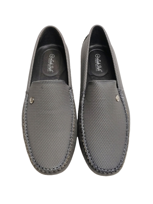 Grey Leather Loafers