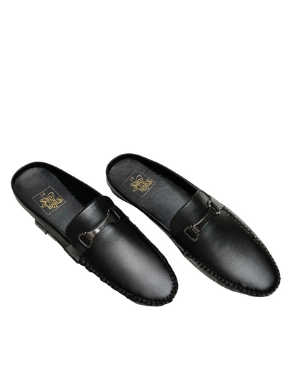 Black Leather Cut Loafers