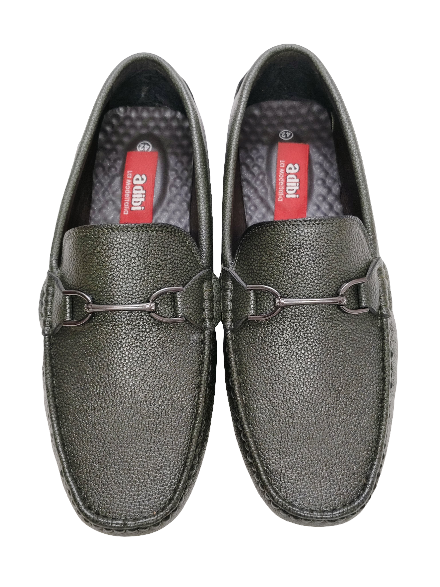 Olive Leather Loafers