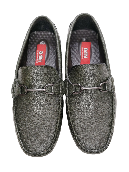 Olive Leather Loafers
